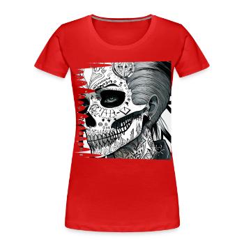 monstre #039 Radical Tatoo - T-shirt bio Premium Femme - rouge - Devant - Mia (176cm)