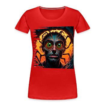 Monster #045 Unter dem Einfluss - Frauen Premium Bio T-Shirt - Rot - Vorne - Mia (176cm)