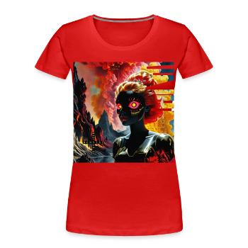 Monster #096 Apocalypso - Frauen Premium Bio T-Shirt - Rot - Vorne - Mia (176cm)