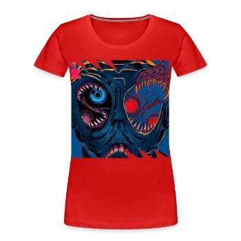 Monster #109 Hallu - Frauen Premium Bio T-Shirt - Rot - Vorne - Mia (176cm)