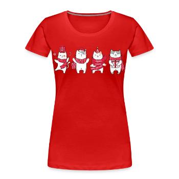 cat in christmas - Women's Premium Organic T-Shirt - red - Front - Mia (176cm)