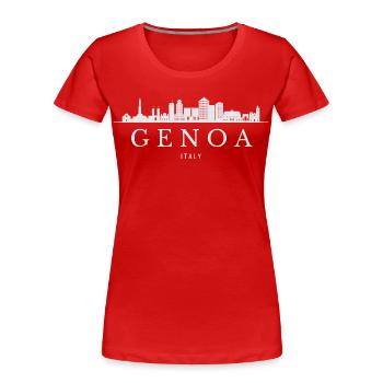 Skyline von Genua, Genua Italien - Frauen Premium Bio T-Shirt - Rot - Vorne - Mia (176cm)