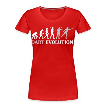 Dart Evolution – Der Weg zum Bullseye - Frauen Premium Bio T-Shirt - Rot - Vorne - Mia (176cm)