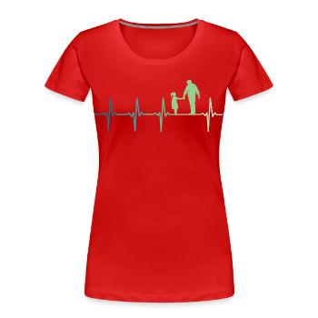 Vater und Tochter, Herzschlag, Vater und Tochter - Frauen Premium Bio T-Shirt - Rot - Vorne - Mia (176cm)