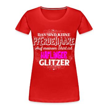 HAFLINGER - Glitzer - Frauen Premium Bio T-Shirt - Rot - Vorne - Mia (176cm)