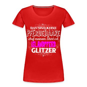 ISLANDPFERD - Glitzer - Frauen Premium Bio T-Shirt - Rot - Vorne - Mia (176cm)