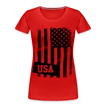 US-Flagge - Frauen Premium Bio T-Shirt - Rot - Vorne - Mia (176cm)