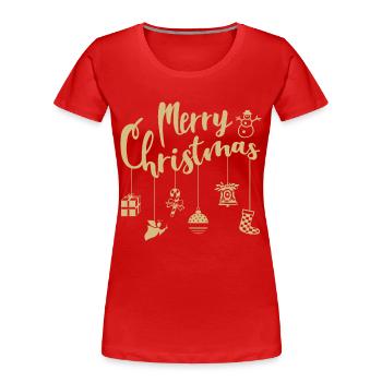 Décoration d’ornements de Noël Joyeux Noël - T-shirt bio Premium Femme - rouge - Devant - Mia (176cm)