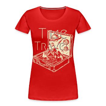 Time (to) Travel - Surrealistic Traveller Artwork - Frauen Premium Bio T-Shirt - Rot - Vorne - Mia (176cm)