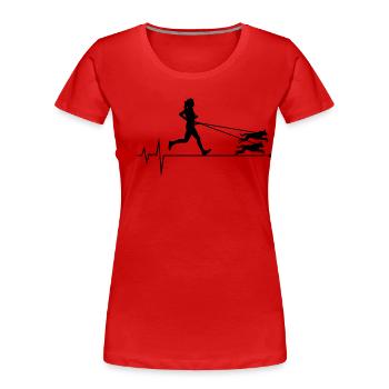 Canicross Trail Running Hund Sport Herzschlag Puls - Frauen Premium Bio T-Shirt - Rot - Vorne - Mia (176cm)