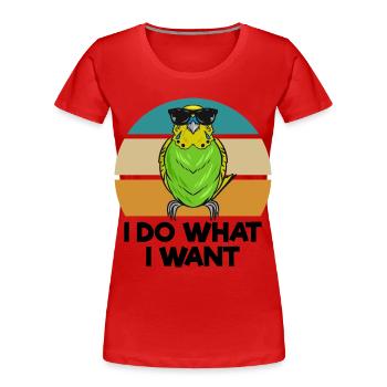 Perruche ondulée - T-shirt bio Premium Femme - rouge - Devant - Mia (176cm)