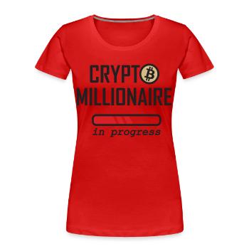Crypto Millionnaire en cours - T-shirt bio Premium Femme - rouge - Devant - Mia (176cm)