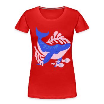 Rorqual rose et bleu - T-shirt bio Premium Femme - rouge - Devant - Mia (176cm)