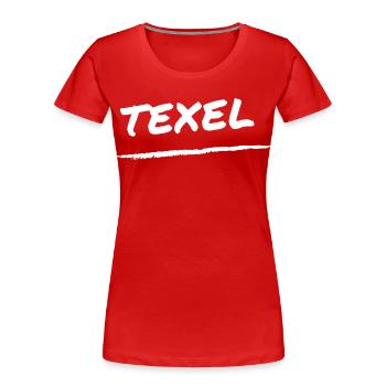Texel Schriftzug - Frauen Premium Bio T-Shirt - Rot - Vorne - Mia (176cm)