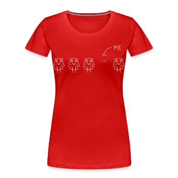 Schwarzes Schaf Lustige Illustration Statement - Frauen Premium Bio T-Shirt - Rot - Vorne - Mia (176cm)