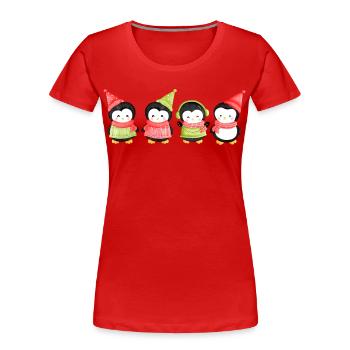 Lustige Pinguin-Weihnachten. Weihnachts-Pinguin - Frauen Premium Bio T-Shirt - Rot - Vorne - Mia (176cm)