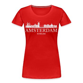 Amsterdamer Skyline, Amsterdam, Niederlande - Frauen Premium Bio T-Shirt - Rot - Vorne - Mia (176cm)