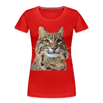 Luchs - Frauen Premium Bio T-Shirt - Rot - Vorne - Mia (176cm)