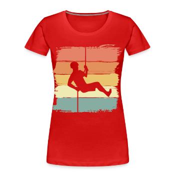 Descente en rappel rétro vintage escalade Rappel - T-shirt bio Premium Femme - rouge - Devant - Mia (176cm)