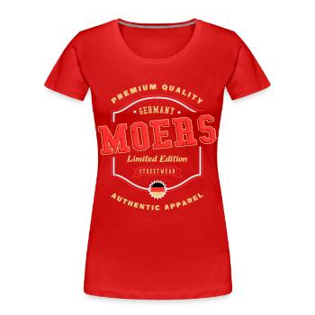 Moers Germany City Font Vintage Retro - Women's Premium Organic T-Shirt - red - Front - Mia (176cm)