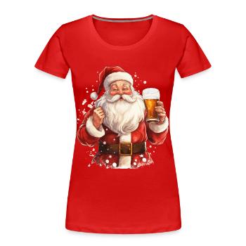 Weihnachtsmann Bier Weihnachten Prost Lustig Humor - Frauen Premium Bio T-Shirt - Rot - Vorne - Mia (176cm)