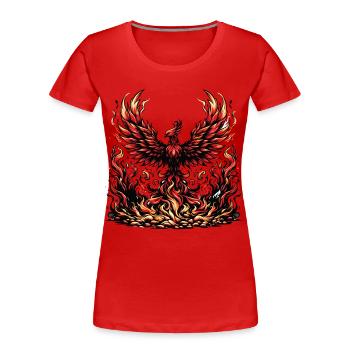 Ein majestätischer Phönix erhebt sich aus der Asche - Frauen Premium Bio T-Shirt - Rot - Vorne - Mia (176cm)
