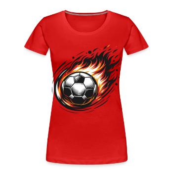 Ein Fußball in Flammen - Frauen Premium Bio T-Shirt - Rot - Vorne - Mia (176cm)