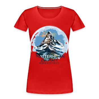 Matterhorn Zermatt Koordinaten Andenken Geschenk - Frauen Premium Bio T-Shirt - Rot - Vorne - Mia (176cm)