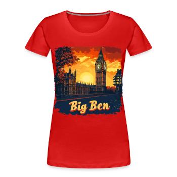 Vue panoramique de Big Ben - T-shirt bio Premium Femme - rouge - Devant - Mia (176cm)