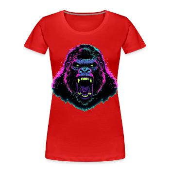 Wütender Gorilla mit leuchtenden Farben - Frauen Premium Bio T-Shirt - Rot - Vorne - Mia (176cm)