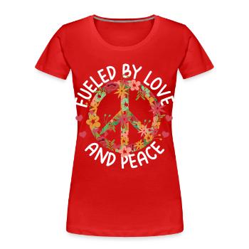 Gifts for hippies | Hippie Peace Sign 60s - Women's Premium Organic T-Shirt - red - Front - Mia (176cm)