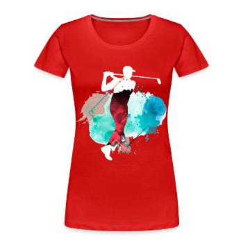 Golf Golfen Golfspieler Sport Hobby Club Bunt - Frauen Premium Bio T-Shirt - Rot - Vorne - Mia (176cm)