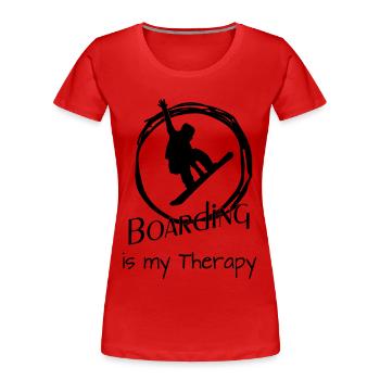 Boarding is my Therapy - Frauen Premium Bio T-Shirt - Rot - Vorne - Mia (176cm)