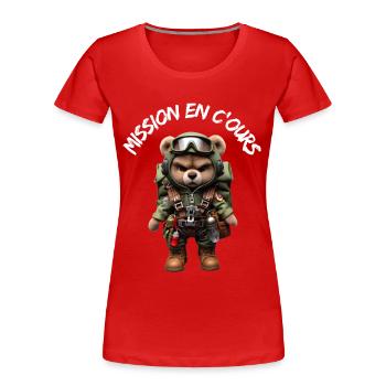 Mission in C'OURS - Women's Premium Organic T-Shirt - red - Front - Mia (176cm)