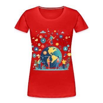 Social Media and Online Networks - Women's Premium Organic T-Shirt - red - Front - Mia (176cm)