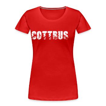Cottbus - Frauen Premium Bio T-Shirt - Rot - Vorne - Mia (176cm)