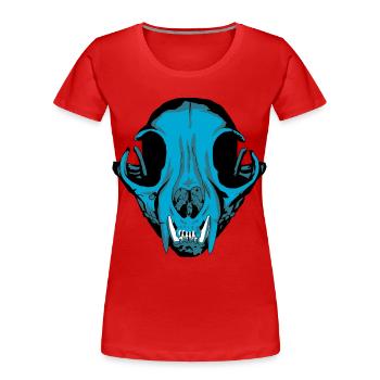 Tête de chien tête de chat tête crâne tête de mort - T-shirt bio Premium Femme - rouge - Devant - Mia (176cm)