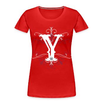 Letter Y Ypsilon Letter-Y - Women's Premium Organic T-Shirt - red - Front - Mia (176cm)