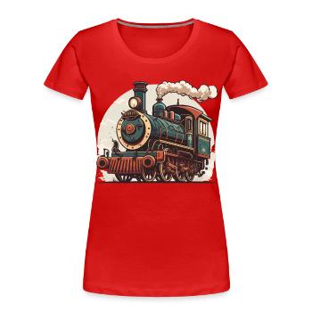 Fahrt mit dem Dampfzug - Frauen Premium Bio T-Shirt - Rot - Vorne - Mia (176cm)