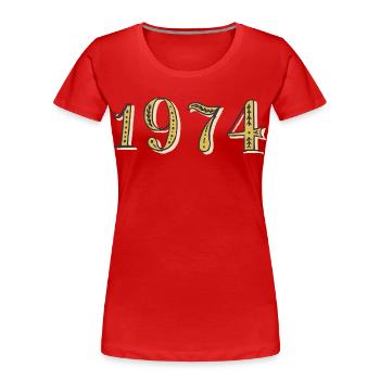 Geburtstagsgeschenk 1974 - Frauen Premium Bio T-Shirt - Rot - Vorne - Mia (176cm)