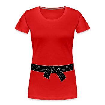 Ceinture noire - T-shirt bio Premium Femme - rouge - Devant - Mia (176cm)