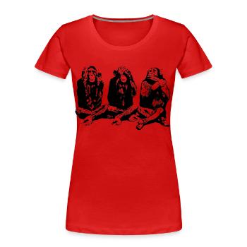 3_weise_affen - Frauen Premium Bio T-Shirt - Rot - Vorne - Mia (176cm)