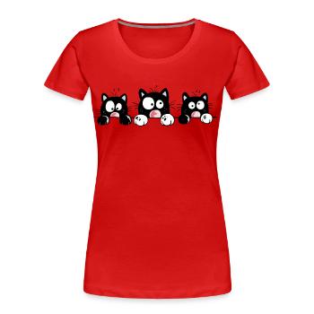 Drôle chat dessin animé - T-shirt bio Premium Femme - rouge - Devant - Mia (176cm)