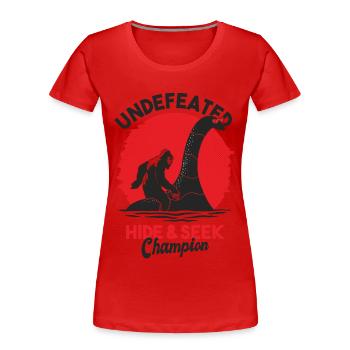 Loch Ness Monster And Big Foot Mythical - Women's Premium Organic T-Shirt - red - Front - Mia (176cm)