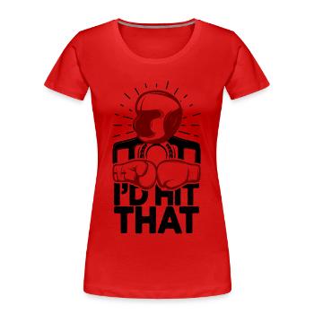 Ich würde diesen lustigen Box-Retro-Boxer treffen - Frauen Premium Bio T-Shirt - Rot - Vorne - Mia (176cm)