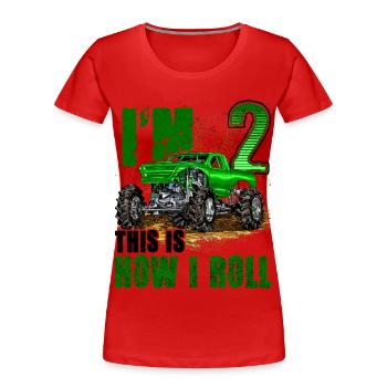 Kids 2nd Birthday Children's Monster Truck - Women's Premium Organic T-Shirt - red - Front - Mia (176cm)