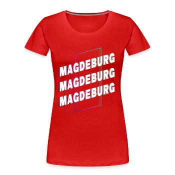Magdeburg Germany City Font Skyline Home - Women's Premium Organic T-Shirt - red - Front - Mia (176cm)