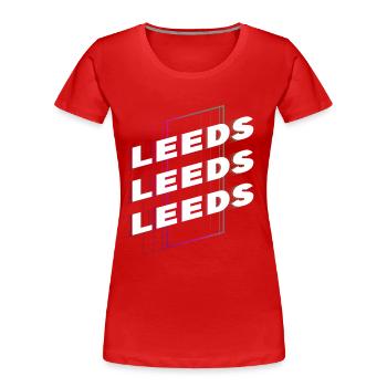 Leeds England UK Stadt Schrift Skyline Heimat - Frauen Premium Bio T-Shirt - Rot - Vorne - Mia (176cm)
