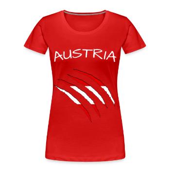 Austria Risse - Frauen Premium Bio T-Shirt - Rot - Vorne - Mia (176cm)
