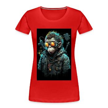Punk Monkey With Sunglasses - Women's Premium Organic T-Shirt - red - Front - Mia (176cm)